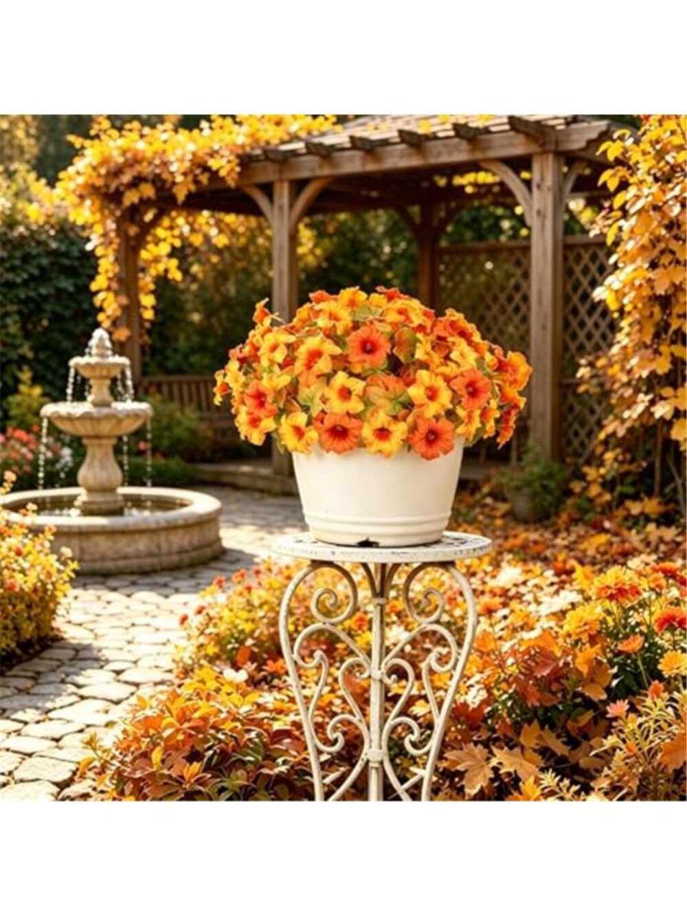 6 Artificial Fall Flowers for Outdoors, Faux Petunias Autumn Decoration, Fake - Picture 7 of 7